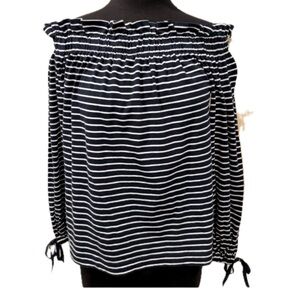 NWT! Banana Republic Navy & White Striped Off The Shoulder Top! Size Large